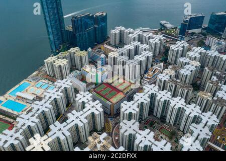 Hung Hom, Hong Kong 15 mai 2019: Vue de dessus du quartier résidentiel de Hong Kong Banque D'Images