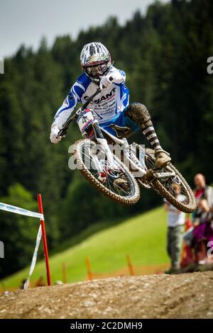 LEOGANG, AUTRICHE - 12 JUIN 2011. Danny Hart (GBR) qui s'est fait courir pour Team Giant à la coupe du monde de vélo de montagne UCI Downhill Banque D'Images