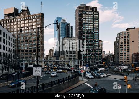 Trafic intense à l'heure de pointe de l'entrée du tunnel Holland à Tribeca Lower Manhattan Banque D'Images
