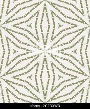 Kaléidoscope à main wagara damassé sans couture. Motif tige en bambou japonais, dessiné à la main dans un vert ecru vert Softgrass neutre ton. Impression sur toute la page Illustration de Vecteur