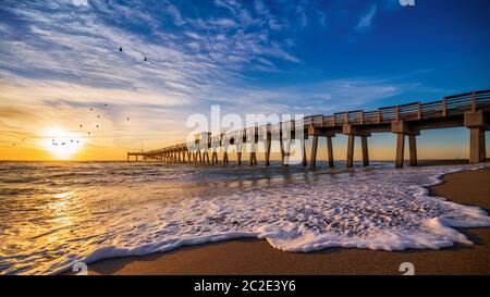 la célèbre jetée de venise pendant le coucher du soleil, floride Banque D'Images