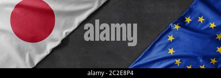 Drapeaux du Japon et l'Union européenne with copy space Banque D'Images