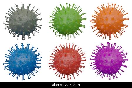 Jeu de virus Corona pour la conception isolée sur fond blanc avec masque, rendu 3d Banque D'Images