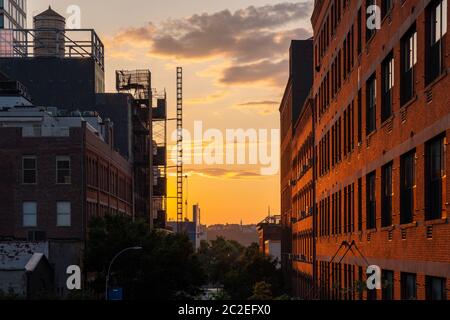 Vue sur la High Line à Manhattan en été Banque D'Images