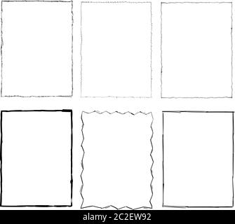 Ensemble de vecteur dessiné à la main de vintage Old grunge Doodle dessinés cadres ornementaux. Eléments de conception vides. Illustration de Vecteur
