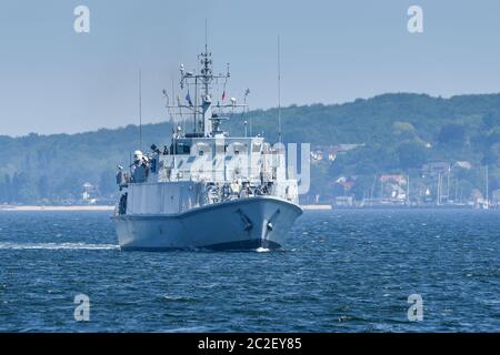 Keel, Allemagne. 17 juin 2020. 17.06.2020, Kiel, M110 - bateau de chasse à la mine 'Ramsey' de la classe britannique 'sandown' à la manœuvre de l'OTAN BALTOPS 2020 ou participant du SNMCMG 1 dans la forêt de Kiel. | utilisation dans le monde crédit : dpa/Alay Live News Banque D'Images