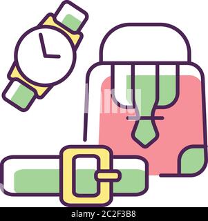 Accessoires en cuir couleur RVB icône Illustration de Vecteur
