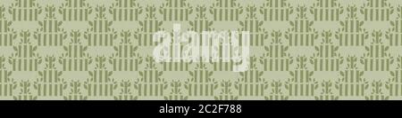 Motif de bordure sans couture en bambou fait main. Ruban botanique abstrait japonais à motif géométrique. Tons neutres vert herbe douce. Papier à lettres washi pour Illustration de Vecteur