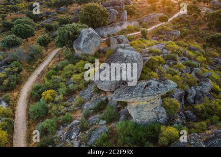 Paysage dans la zone naturelle d'Barruecos. Malpartida de Caceres. L'Estrémadure. L'Espagne. Banque D'Images