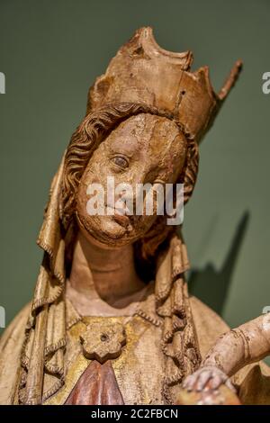 Sainte marie UNE sculpture médiévale peinte du Musée national d'Art du XIVe siècle Wrocław Basse-Silésie Pologne Banque D'Images