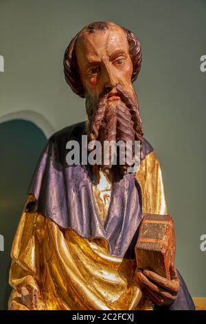 Saint Paul SCULPTURE médiévale peinte du Musée national d'Art du XIVe siècle Wrocław Basse-Silésie Pologne Banque D'Images