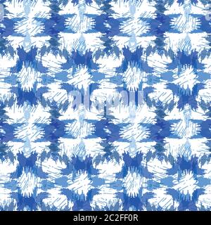 Arrière-plan shibori rayé teint par nouage flou. Motif sans couture rayures irrégulières sur fond blanc anti-blanchiment. Batik teinté au style japonais Illustration de Vecteur