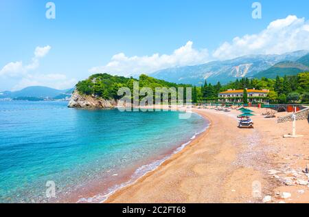 Côte Adriatique, Milocer queens Beach, Sveti Stefan, Monténégro Banque D'Images