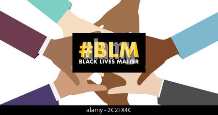 divers groupes de mains avec superposition de la vie noire hashtag importe sur un fond blanc Illustration de Vecteur