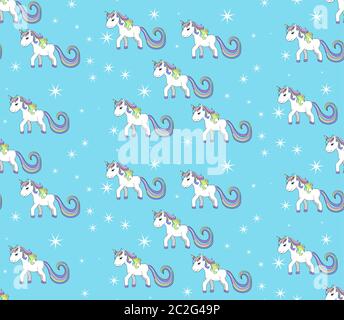 silhouette de dessin animé unicorn, motif sans couture Illustration de Vecteur