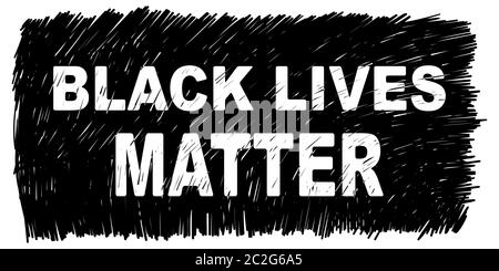 Black Lives Matter bannière noire griffonne sur fond blanc. Esquisse vectorielle, illustration dessinée à la main Illustration de Vecteur
