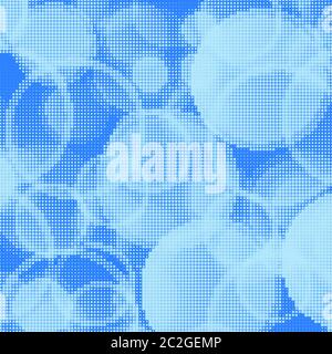 Motif demi-ton bleu. Ensemble de points. Texture en pointillés sur fond blanc. Modèle de Grunge de superposition. Conception linéaire de détresse. Fondu des points monochromes. Pop A Banque D'Images