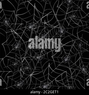 Motif Spider sans couture toxique sur fond noir. Banque D'Images