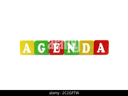 Studio Shot of Toy Blocs contre fond blanc Banque D'Images