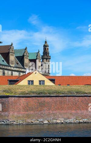 Château médiéval de Kronborg, sur le détroit d'Oresund, mer Baltique, Helsingor, Danemark Banque D'Images