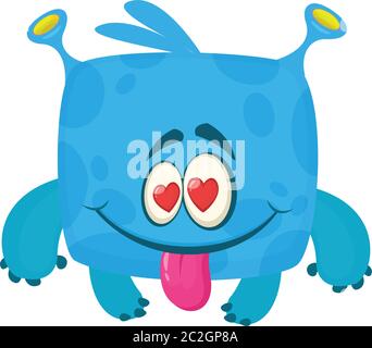 Joyeux monstre de dessin animé dans l'amour. Illustration de la Saint-Valentin Illustration de Vecteur