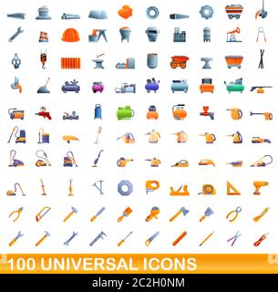 100 icônes universelles set. Cartoon illustration de 100 icônes universelles vector set isolé sur fond blanc Illustration de Vecteur