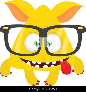 Drôle de dessin animé monstre portant des lunettes. Illustration vectorielle Illustration de Vecteur