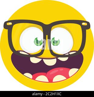 Drôle de visage de monstre de dessin animé. Avatar monstre vectoriel Illustration de Vecteur