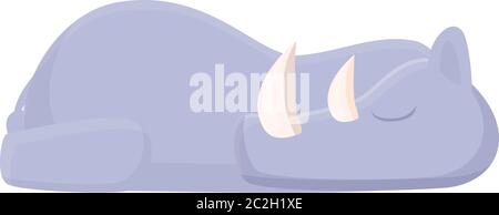 Icône de rhinocéros endormi. Dessin animé de l'icône de vecteur de rhinocéros endormi pour la conception de sites Web isolée sur fond blanc Illustration de Vecteur