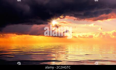 spectaculaire océan coucher de soleil ciel fond Banque D'Images