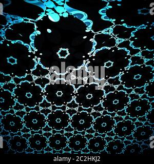 Ornements floraux abstraits noir turquoise Banque D'Images