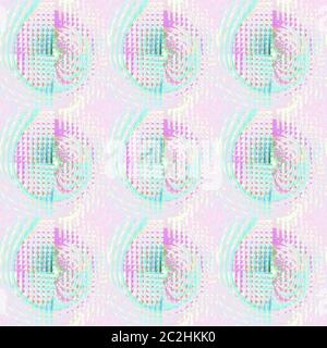 Motif rond abstrait sans couture turquoise blanc violet Banque D'Images