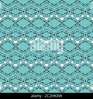 Motif diamant délicat sans couture turquoise blanc et noir Banque D'Images