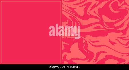 Effet tourbillonnant, liquide, marbre avec des formes corail ou rouge et une zone de texte vierge avec une bordure et un espace de copie avec de la place pour le texte ou les images. Illustration de Vecteur