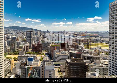 Vue aérienne du port et de la ville de Kobe en zone industrielle de Hyogo Kobe Japon Kansai en utilisant pour l'expédition et exportation Importation global business background Banque D'Images