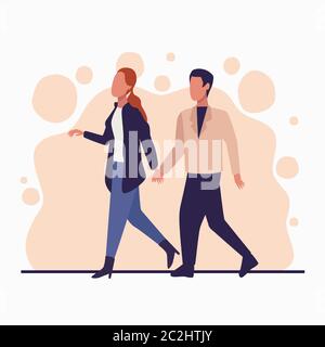 jeunes couple avatars personnages icônes illustration vectorielle Illustration de Vecteur