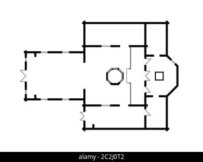 Plan d'architecture de l'Église chrétienne orthodoxe. Monastère orthodoxe médiévale, la construction design. Banque D'Images