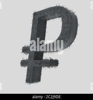 Symbole Rouble symbole Rouble isolé RUB russe Rouble devise symbole 3d rendu Banque D'Images