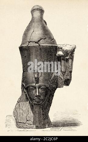 Chef de Merenptah quatrième pharaon de la dynastie XIX, Égypte ancienne. Illustration gravée du XIXe siècle, El Mundo Ilustrado 1880 Banque D'Images