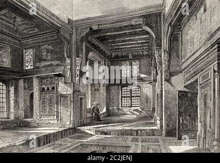 La Maison de Moufti Sheikh el Mahadi, le Caire, l'Égypte ancienne. Illustration gravée du XIXe siècle, El Mundo Ilustrado 1880 Banque D'Images