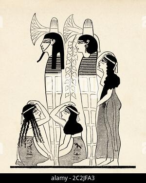 Mouneurs, tombe de Neferhotep à Thèbes. Nouveau Royaume, Égypte ancienne. Illustration gravée du XIXe siècle, El Mundo Ilustrado 1880 Banque D'Images