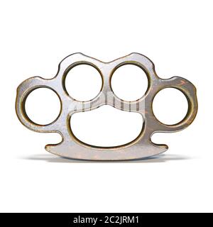 Brass knuckles 3D render illustration isolé sur fond blanc Banque D'Images