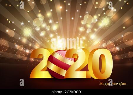 Bonne année 2020 Salutations illustration réaliste Banque D'Images