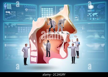 Otolaryngologie concept avec les médecins traitant le patient Banque D'Images