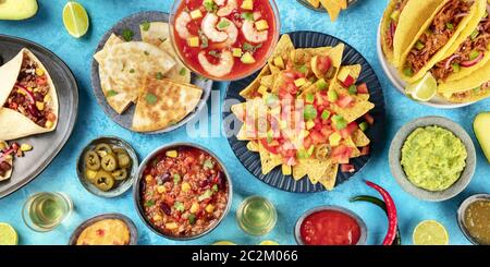 Cuisine mexicaine, vue panoramique des plats typiques Banque D'Images