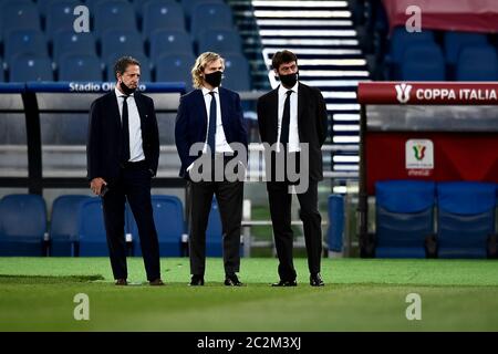 Rome, Italie. 17 juin 2020. ROME, ITALIE - 17 juin 2020 : Fabio Paratici, Pavel Nedved et Andrea Agnelli se pendront sur le match de football final de Coppa Italia entre SSC Napoli et Juventus FC. (Photo de Nicolò Campo/Sipa USA) crédit: SIPA USA/Alay Live News Banque D'Images