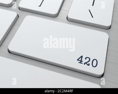 420. Concept de sous-culture du cannabis. Sur le clavier d'ordinateur moderne. Rendu 3D. Banque D'Images