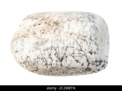 Gros plan de l'échantillon de minéraux naturels de la collection géologique - Pierre gemme d'Albite polie isolée sur fond blanc Banque D'Images