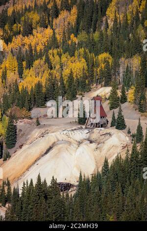 Yankee Girl Mine, Red Mountain, Ouray County, montagnes de San Juan, au Colorado Banque D'Images