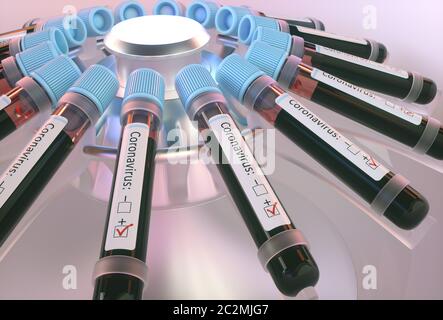 Coronavirus, groupe de virus qui causent des maladies chez les mammifères et les oiseaux. Chez l'homme, le virus cause des infections respiratoires. Illustration tridimensionnelle. Banque D'Images